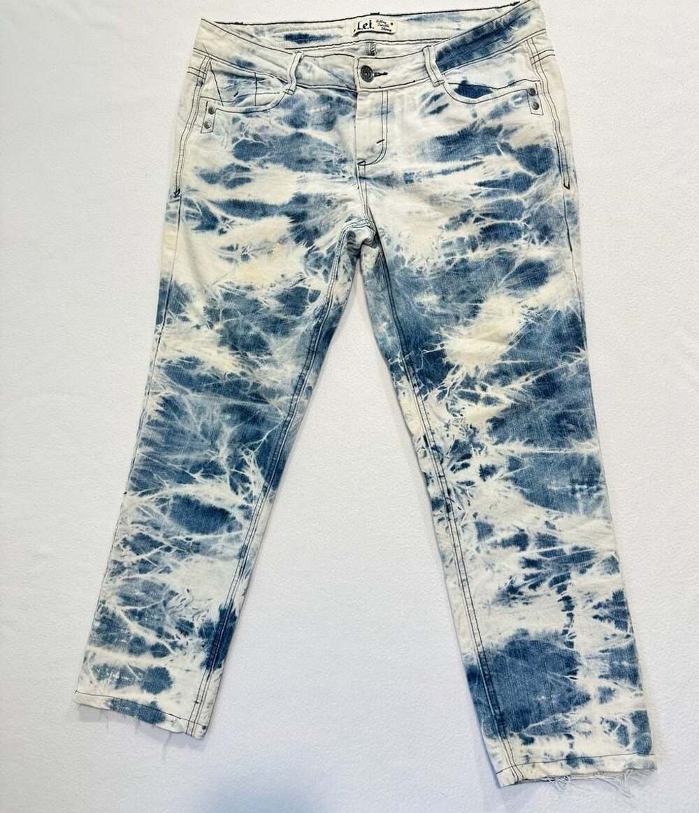 L.e.i. Ashley Skinny Jeans Juniors 13 Y2K Acid Wash Bleach Tie Dye Stretch